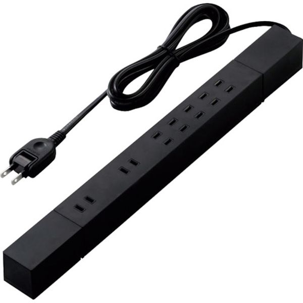 TKF022720BK ダブル回転タップ マグネット付 雷サージ付 ホコリシャッター付 7個口 2.0m ブラック