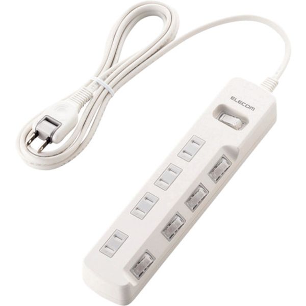 エレコム　一括＆個別スイッチ付　雷ガードタップ