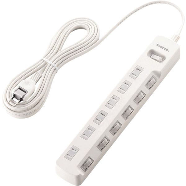 エレコム　一括＆個別スイッチ付　雷ガードタップ