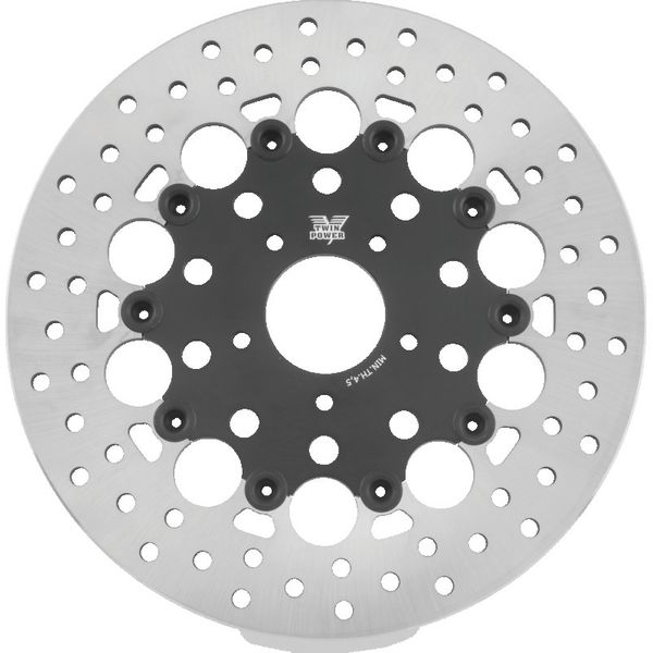 Twin Power 08-13 FLH FLT 08-16 FLHR 06-17 Dyna Front 11.8 Floating Rotor With Holes Black