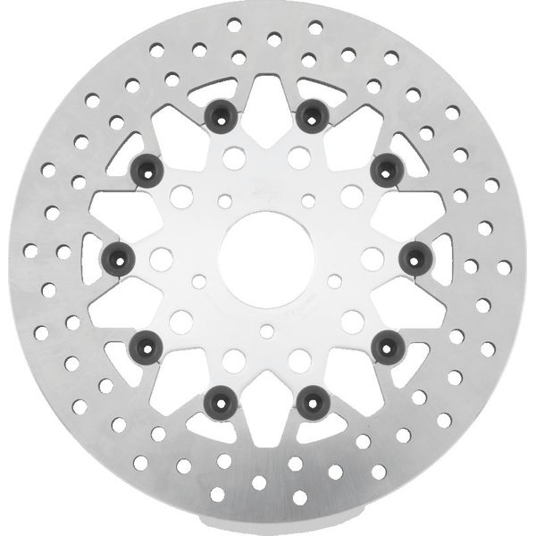Twin Power 08-13 FLH FLT 08-16 FLHR 06-17 Dyna Front 11.8 Floating Mesh Rotor Silver