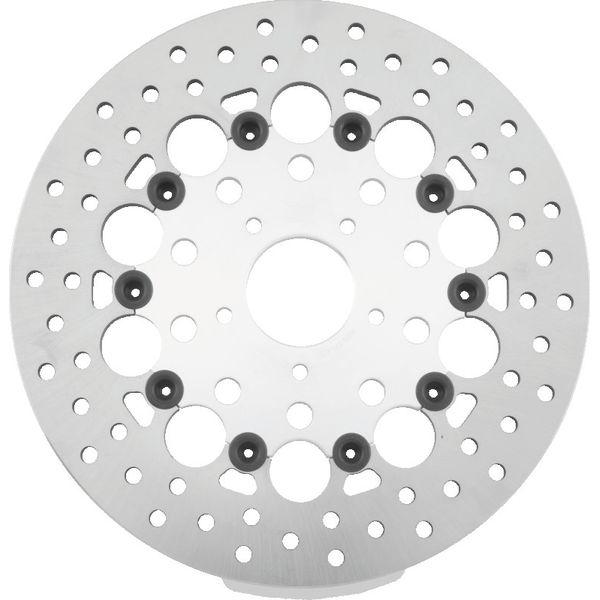 Twin Power 08-13 FLH FLT 08-16 FLHR 6-17 DYNA Front 11.8 Floating Rotor With Holes Silver