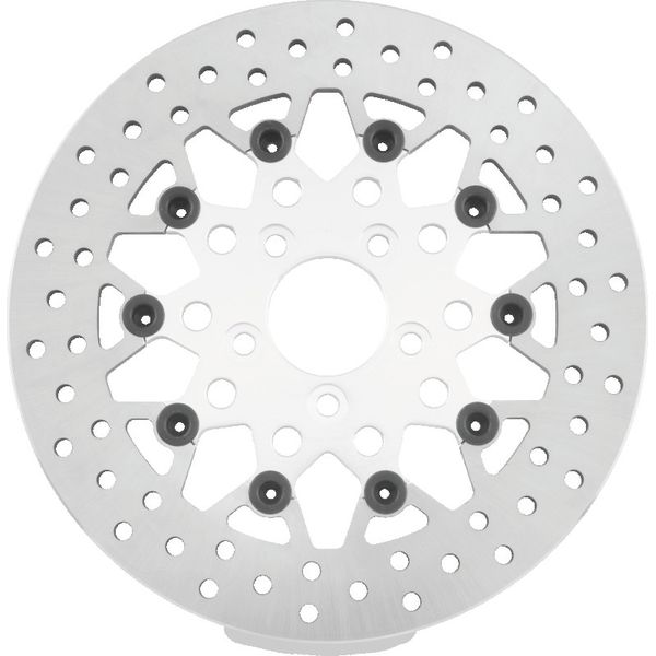 Twin Power 08-Up FLH FLT Rear 11.8in Floating Rotor Mesh Silver