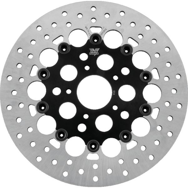 Twin Power 84-17 Big Twin Exc 11.8 and Lug Mount 84-13 XL Front 11.5 Floating Rotor W/Holes Black