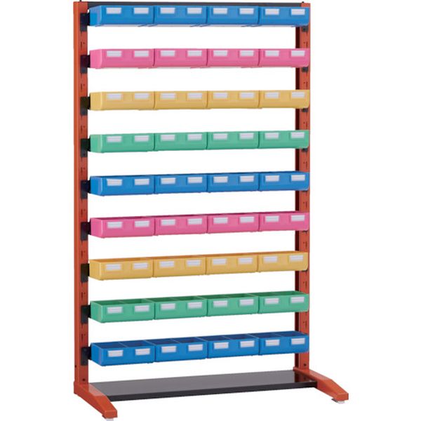 UPRL1409BBK 232-1960 UPR型ビンラック 片面 H1450 ビン大黒X12橙・白・緑各8個付 黒