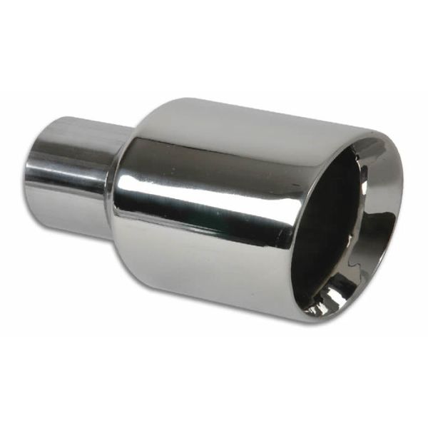 2.50in Inlet I.D. 3.50in Outlet O.D. Round Stainless Steel Tip (Double Wall Angle Cut)
