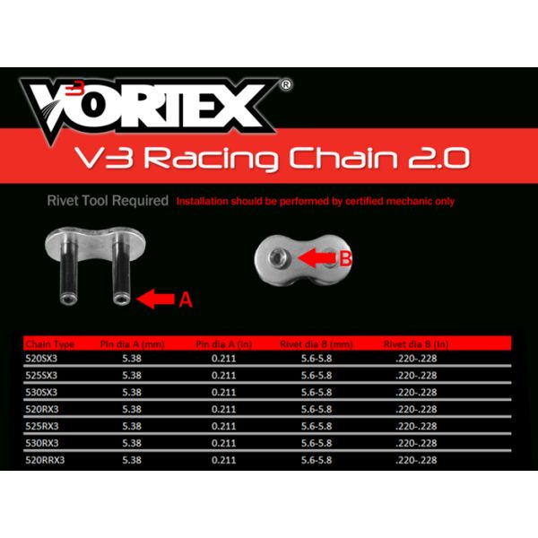 Vortex Racing V3 2.0 Master Link Rivet - Black