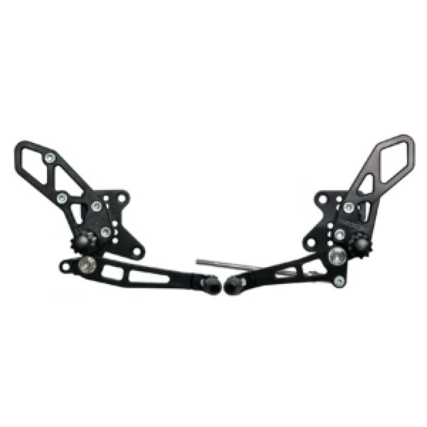 Vortex Racing 08-13 Kawasaki EX250 Ninja,13-17 EX300 Ninja Adjustable Rearsets- Black