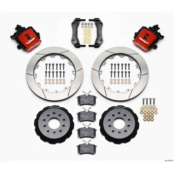 Combination Parking Brake Rear Kit 12.88in Red Mustang 94-04