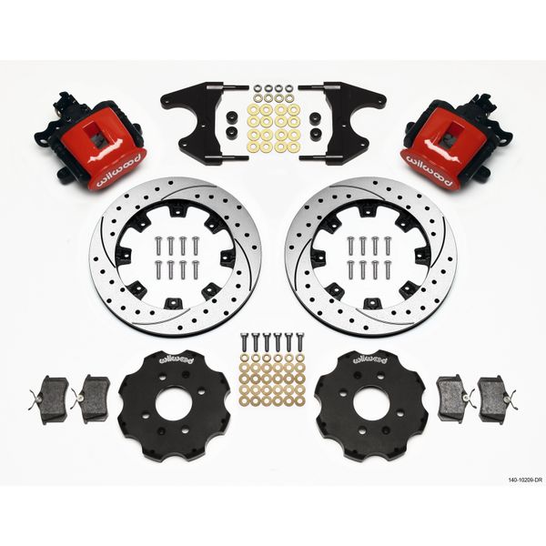 Combination Parking Brake Rear Kit 12.19in Drilled Red Civic / Integra Drum 2.46 Hub Offset