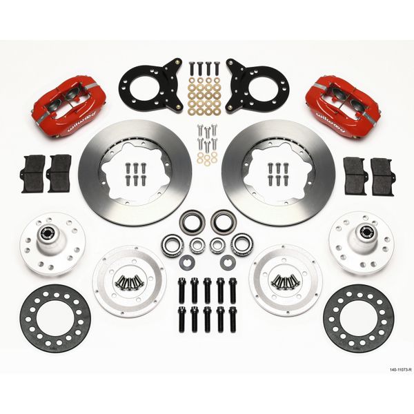 Forged Dynalite Front Kit 11.00in Red 1970-1973 Mustang Disc & Drum Spindle