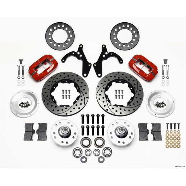 Forged Dynalite Front Kit 11.00in Drill-Red 55-57 Chevy