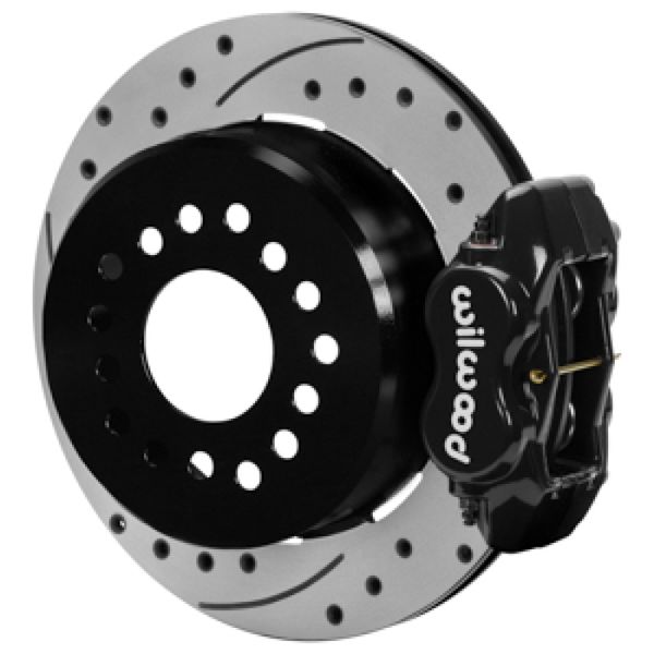 Forged Dynalite Rear Parking Brake Kit - Drilled & Slotted Rotors (Black)