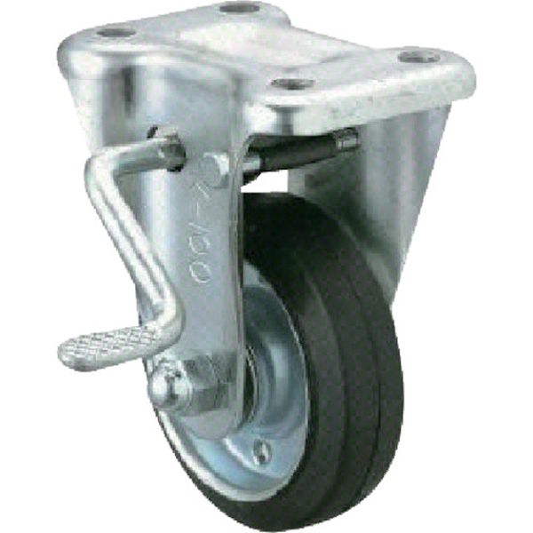 WKB150L 809-2757  産業用キャスターストッパー(左)付固定車 150径ゴム車輪
