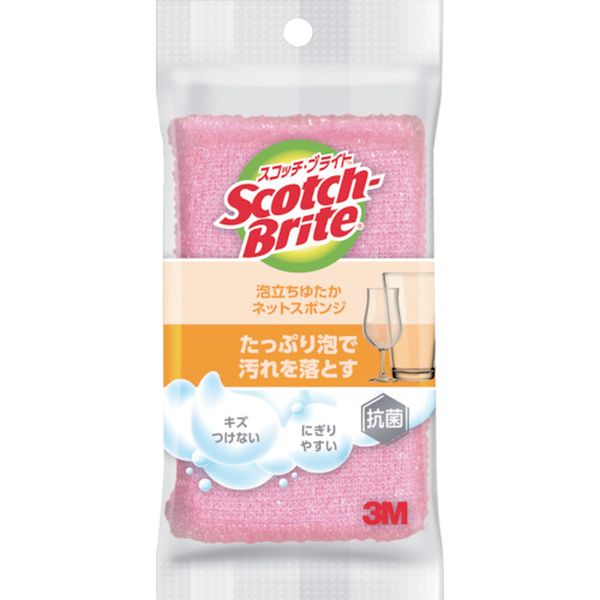WNT77KP 361-3275  スコッチ・ブライト 泡立ちゆたか ネットスポンジ ピンク